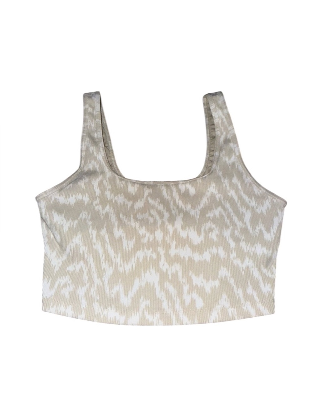aerie Ivory‎ Patterned Ribbed Crop Tank